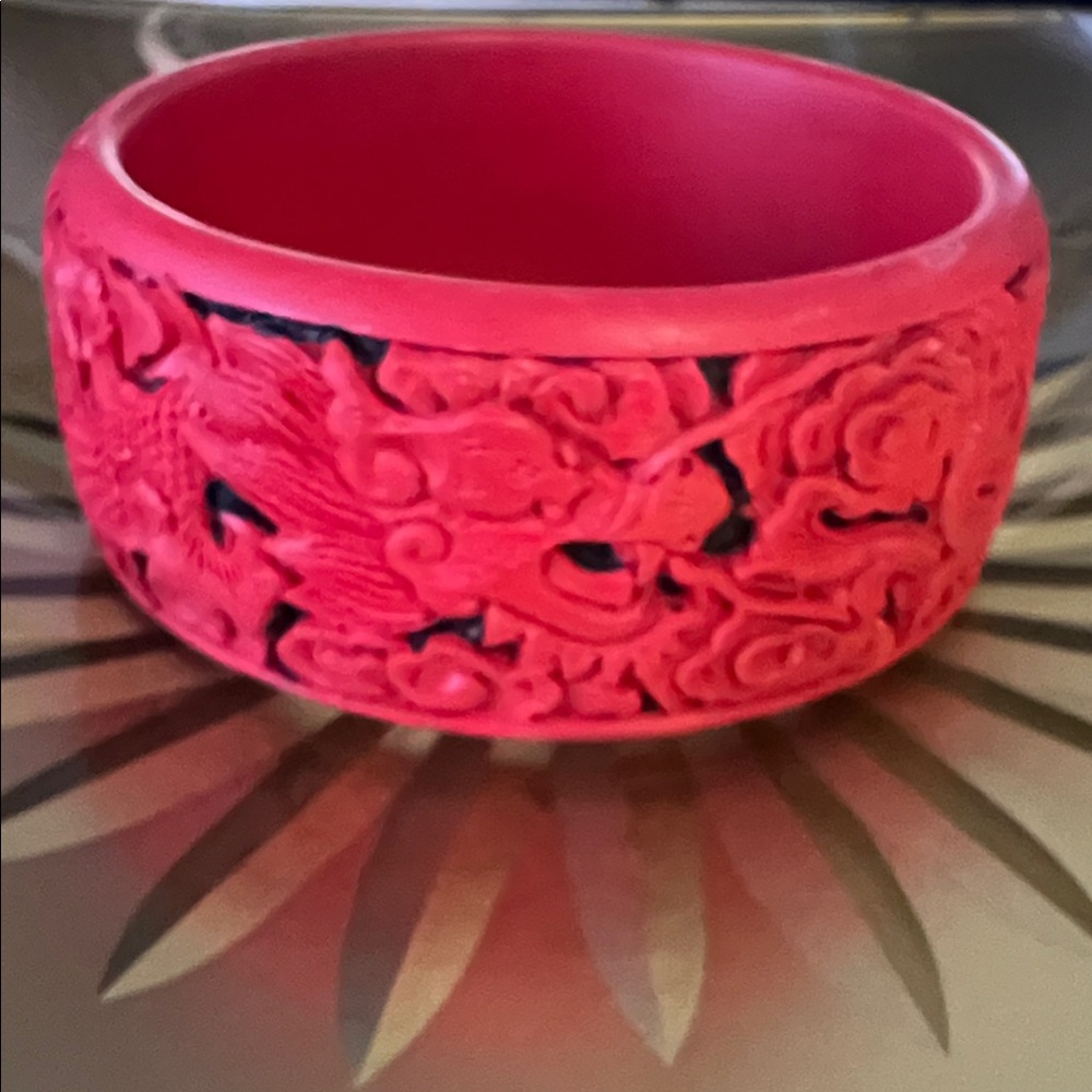Vintage Cinnabar Bangle Bracelet